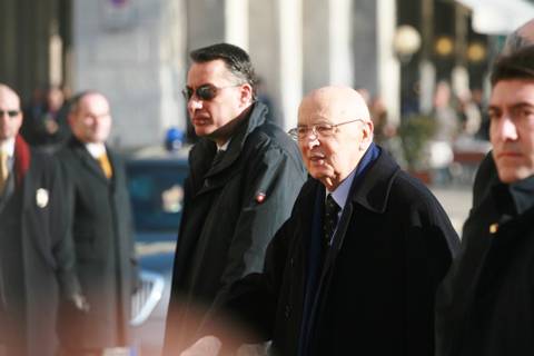 Presidente Napolitano, l'arrivo a Bergamo
