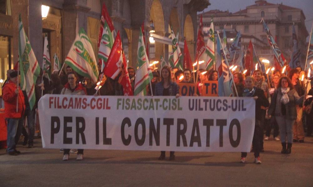 Manifestazione dei lavoratori della grande distribuzione