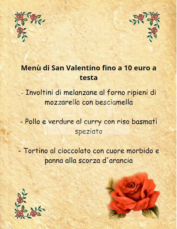 san valentino menù