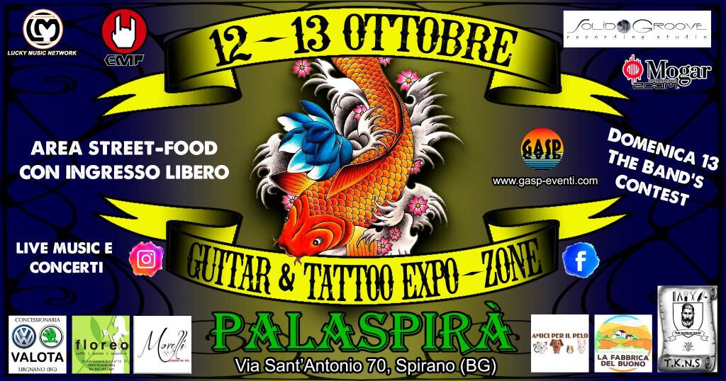 "Guitar & Tattoo Expo-Zone", week-end fra tatuaggi, chitarre e street-food