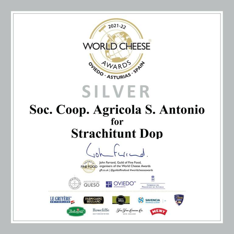 World Cheese Awards, medaglia d’argento allo Strachìtunt della Cooperativa Sant’Antonio