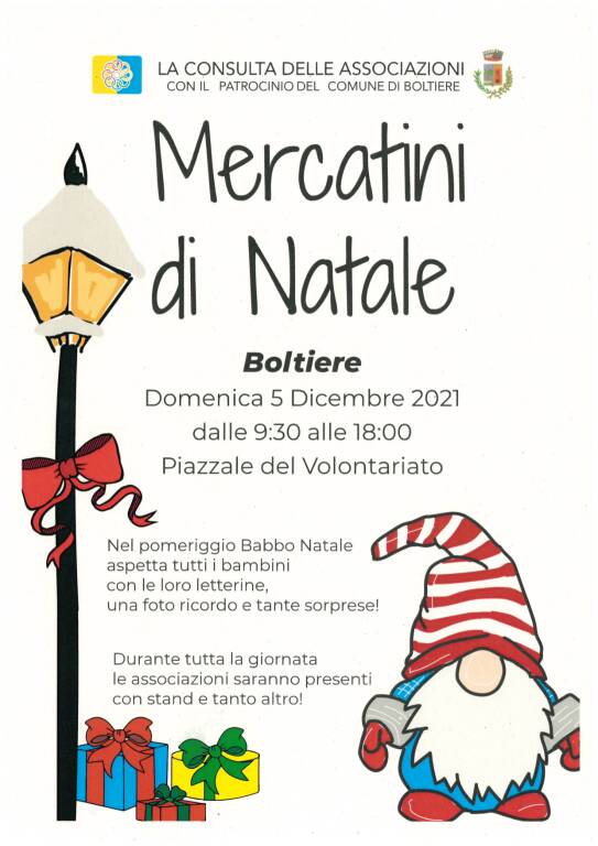 Boltiere:domenica 5 dicembre i mercatini di Natale delle associazioni