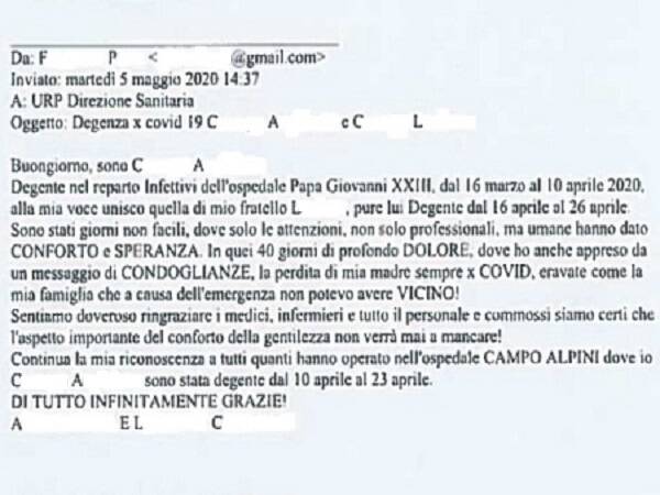 Le toccanti lettere dei guariti dal Covid e i tanti doni per i medici del Papa Giovanni