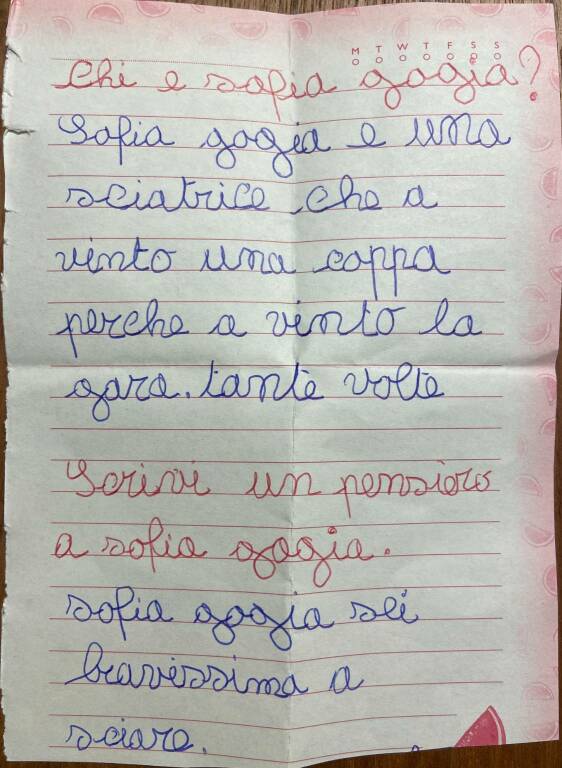 letterina a sofia goggia