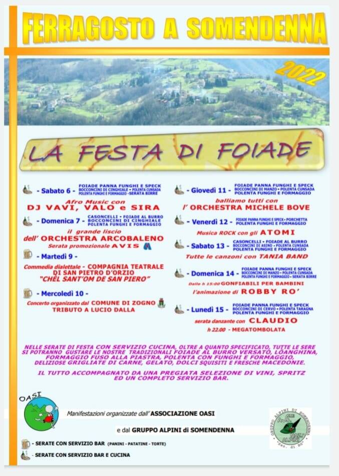 Festa delle foiade, a Somendenna nove giorni di gusto