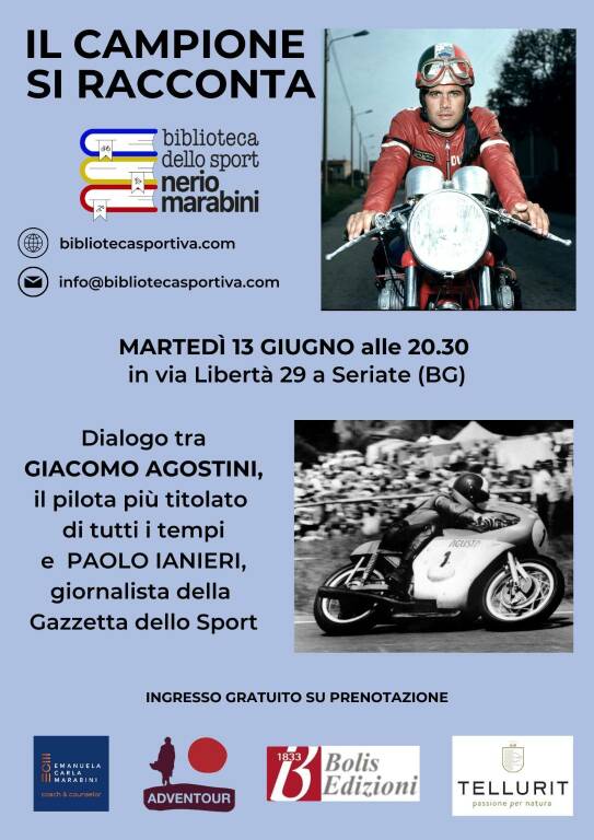 “Il campione si racconta”: Giacomo Agostini alla Biblioteca dello Sport